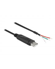 Delock Adapterkabel USB 2.0 Typ-A zu seriell RS-232 mit 3 offenen Kabelenden 0.5 m Digital/Daten 0,5 m (63497)