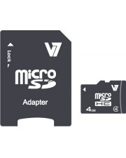 V7 Flash-Speicherkarte microSDHC/SD-Adapter inbegriffen 4 GB Class 4 microSDHC Schwarz (VAMSDH4GCL4R-2E)