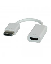 ROLINE DisplayPort-HDMI Adapter DP Stecker-HDMI Buchse Digital/Display/Video Adapterkabel 0,15 m DisplayPort HDMI 19-polig Wei