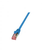 LogiLink PrimeLine Patch-Kabel RJ-45 M M 0.5 m SFTP PiMF CAT 6 gepresst glatt halogenfrei Blau