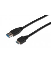 Assmann USB-Kabel Micro-USB Type B M bis USB Typ A M 3.0 25 cm geformt Schwarz