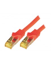 M-CAB RAW Netzwerkkabel RJ-45 M bis M 25 cm SFTP PiMF CAT 7 halogenfrei geformt ohne Haken Rot (3728)