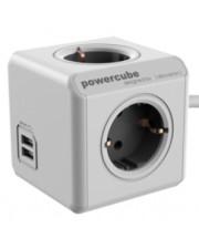 Allocacoc 4AC outlets 1.5m Grau Wei Verlngerungskabel PowerCube Extended USB Type F grey (1406GY/DEEUPC)