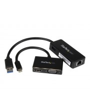 StarTech.com 2-in-1 Adapter Kit fr Surface und Pro 4 / 3 / 3 mDP auf HDMI oder VGA USB zu GbE Notebook-Zubehrset Schwarz Microsoft 3 2 3 4 (MSTS3MDPUGBK)