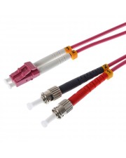 Helos Patch-Kabel ST multi-mode M bis LC Multi-Mode M 5 m Glasfaser 50/125 Mikrometer OM4 Erikaviolett