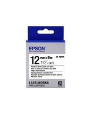 Epson LabelWorks LK-4WBW Stark klebend Schwarz auf Wei Rolle 1,2 cm x 9 m 1 Rollen Etikettenband fr LW-1000 LW-300 LW-400 LW-600 LW-700 LW-900 LW-K400 LW-Z700 LW-Z900