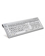 Logickeyboard USB QWERTZ Deutsch Mehrfarben Tastatur XLPrint German PC Slim Line Black on White Keyboard (LKB-LPRNTBW-AJPU-DE)