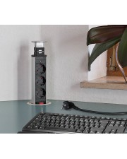 Brennenstuhl Tower Power USB-Charger Desktop Extension Socket Verlngerungsschnur Ausgangsbuchsen: 3 2 m Schwarz Aluminium