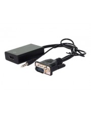 VALUE HDMI-Adapter HDMI / VGA / Audio W bis HD-15 stereo mini jack M 15 cm Schwarz (12.99.3117)