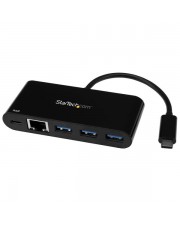 StarTech.com 3 Port USB Hub mit Gigabit Ethernet und Stromversorgung USB-C Type C GbE PD 2.0 (HB30C3AGEPD)