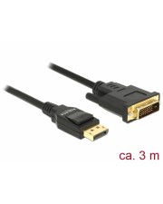 Delock Videokabel Single Link DisplayPort M bis DVI-D M 1.2a 3 m passiv Schwarz (85314)