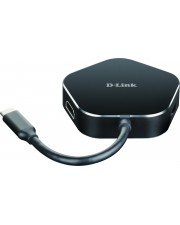D-Link USB-C 4-Port USB 3.0 Hub mit HDMI und Ladeanschluss