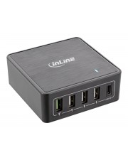 InLine Netzteil 60 Watt 3 A PD QC 5 Ausgabeanschlussstellen 4 x USB 24 pin USB-C Schwarz (31515I)