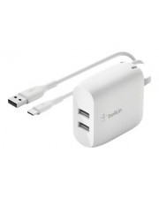 Belkin charg secteur double USB-A cble 1m mUSB 24W blanc