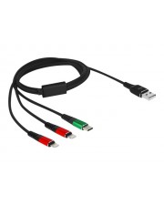 Delock USB Ladekabel 7,60 cm 3" 1 Typ-A zu 2 x Lightning Type-C 1 m Digital/Daten 1 m