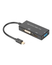 Assmann Videoanschlu DisplayPort / HDMI / DVI / VGA Mini M bis DB-15 DVI-D W 20 cm Dreifachisolierung Schwarz geformt 4K Untersttzung