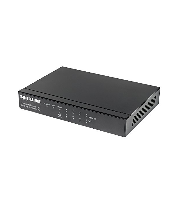 Intellinet 5-Port PoE+ Gigabit Switch mit SFP Combo-Port 4 x PSE-Ports IEEE 802.3at/af 80W Digital/Daten (561174)