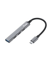Equip 4-Port-USB 3.0/2.0-Hub USB 3.2 Gen 1 3.1 1 Type-C 2.0 1 1 Type-A 5000 Mbit/s Schwarz Grau Aluminium 0,15 m 5 Gbps 4-Port 3.0 Typ C Plug and Play (128961)