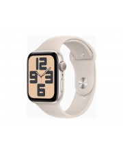Apple Watch SE GPS 44 mm Starlight Aluminium intelligente Uhr mit Sportband Flouroelastomer Bandgre: M/L 32 GB Wi-Fi Bluetooth 32.9 g (MRE53QF/A)