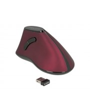 Delock Vertikale Maus ergonomisch Fr Rechtshnder optisch 5 Tasten kabellos 2,4 GHz kabelloser Empfnger USB Schwarz / Rot retail (12528)