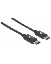 Manhattan USB-Kabel USB-C M bis M USB 2.0 3 A 2 m geformt Schwarz