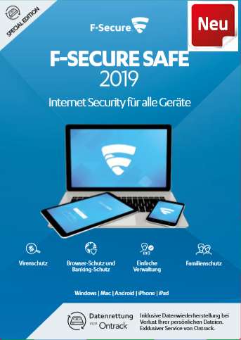 F-Secure Safe (Neuste Version) 3 Gerte 2 Jahre + Data Recovery Multiplattform, Multilingual