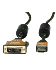 ROLINE Gold Videokabel Dual Link HDMI / DVI DVI-D M bis M 5 m Doppelisolierung Schwarz (11.88.5893)