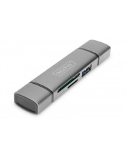 DIGITUS Dual Card Reader Hub USB-C / USB 3.0 OTG Grau