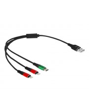 Delock USB Ladekabel 7,60 cm 3" 1 Typ-A zu 2 x Lightning Type-C 30 Digital/Daten 0,3 m (87881)