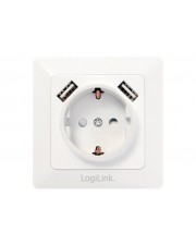 LogiLink 2-port USB wall outlet Anschlussdose Unterputz in Wand montierbar Innenbereich USB-Ladegert X 2 Strom CEE 7/3 wei