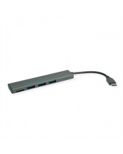 ROLINE USB3.2 Gen1 Ultraslim Hub 3x TypC-Kabel+ Card Card-Reader USB 3.0 (14.02.5051)