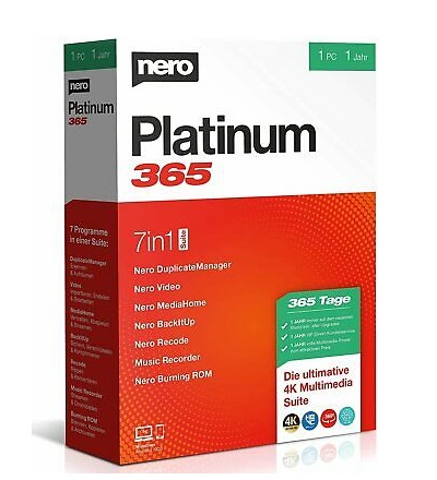 Nero Platinum 365 Box-Pack 1 Jahr 1 PC Win, Deutsch (EMEA-12200020/1309)