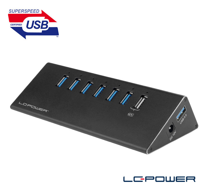 LC Power Hub 6 x SuperSpeed USB 3.0 + 1 x laden Aluminiumgehuse Desktop (LC-HUB-ALU-2B-7)