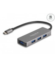 Delock 4 Port USB 3.2 Gen 1 Hub mit Type-C Anschluss Typ-A Buchsen seitlich