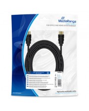 MEDIARANGE 5 m HDMI Typ A Standard A 10,2 Gbit/s Schwarz High Speed with Ethernet connection cable gold-plated contacts 10.2 data transfer rate 5.0m cotton black