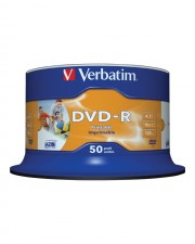 Verbatim 50 x DVD-R 4.7 GB 16x breite bedruckbare Flche fr Fotos