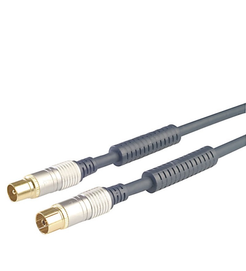 ShiverPeaks 5.00m Antenne Anschlusskabel Professional Koax Stecker auf Buchse Kabel Antenne/TV Koaxial 5 m Kupferdraht CE Blau Wei Kupfer Chrom Zinn (80205MHQ)