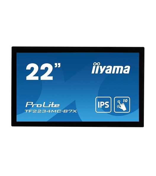 iiyama ProLite TF2234MC-B7X LED-Monitor 55.9 cm (22") (21.5" sichtbar) offener Rahmen Touchscreen 1920 x 1080 Full HD (1080p) @ 60 Hz IPS 350 cd/m 1000:1 8 ms HDMI VGA DisplayPort Schwarz (TF2234MC-B7X)